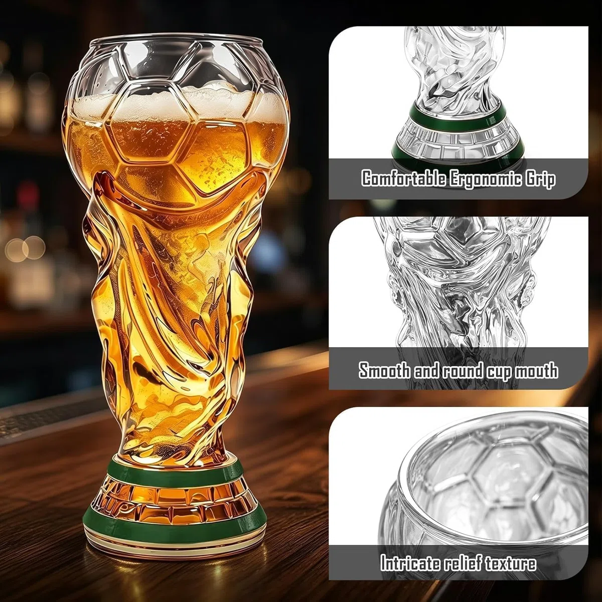 SpirWoRchlan Copa Mundial Trophy, Vasos Cerveza para La Copa Mundial de FúTbol 2026, 500ml Jarra de Cerveza, Regalos para Hombres Aficionados Al FúTbol (2 piezas B)