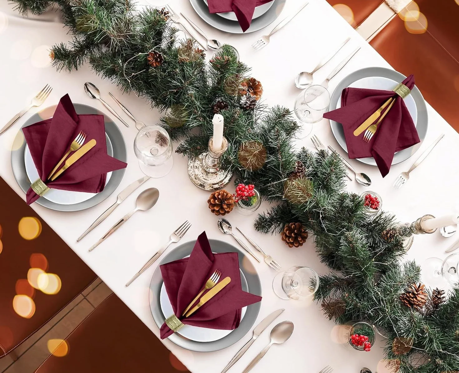45 x 45 cm, 24 unidades de servilletas de tela, lavables, de algodón, servilletas de mesa, servilletas de tela para fiestas, cumpleaños, cafeterías, restaurantes, cocina, decoración de mesa