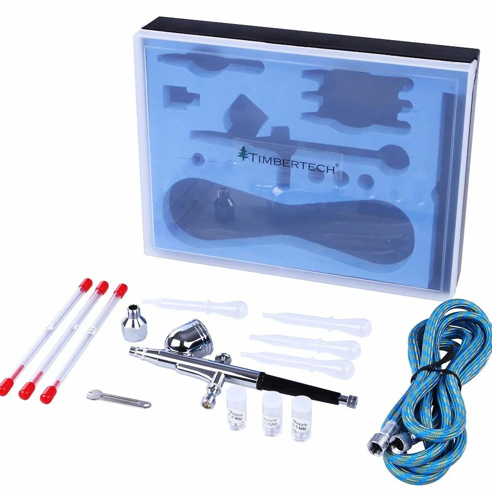 Timbertech - ABPST01 - Kit de aerógrafo - Incluye Adaptador, Manguera, boquillas y Agujas