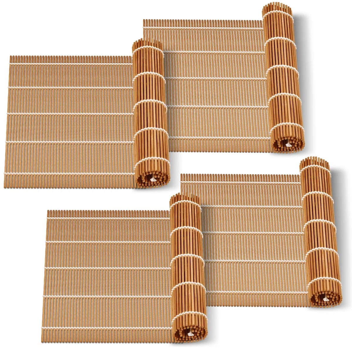 MIUQILAIY Tapete de bambú para sushi de 9.5 x 9.5 pulgadas, rodillo kimbap (4 piezas)