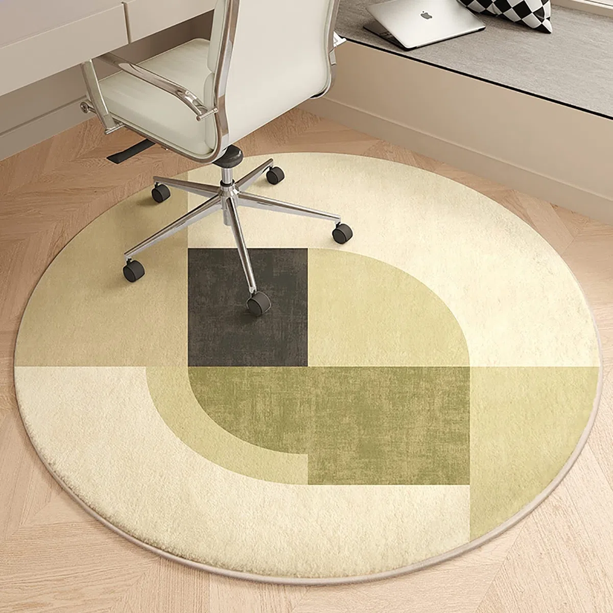 Protector Suelo Silla Ruedas, Anti-Deslizante, Alfombra Suelo Gaming Redonda, Alfombra para Silla de Escritorio, para Suelos Duros, Laminado y Azulejos, Parquet,C,100cm/40inch