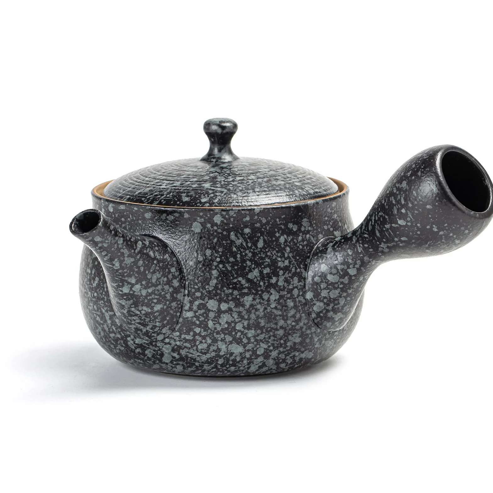 Tetera de cerámica TEANAGOO con infusor | Tetera pequeña de cerámica con asa lateral con infusores para té suelto/Kyusu japonés (8.5 oz) con infusor | Teteras para fiestas té, VP1, Rock Black