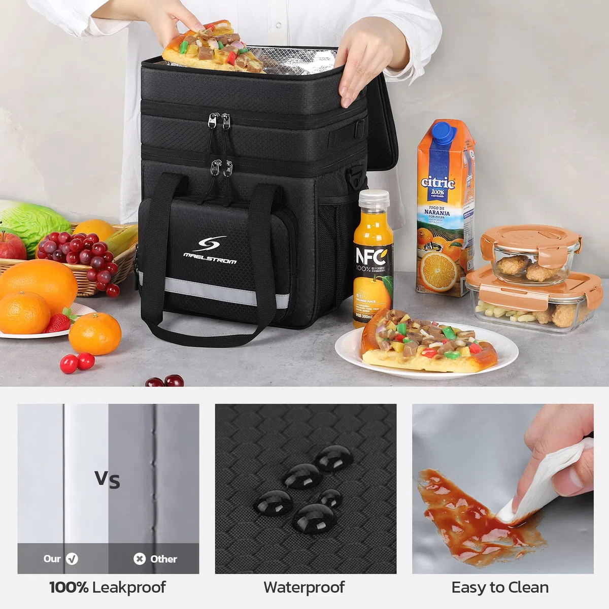 Maelstrom MSFCLUNFB-N Bolsa de almuerzo expandible, nailon, 3. Tres capas (20 L/32 latas), color negro