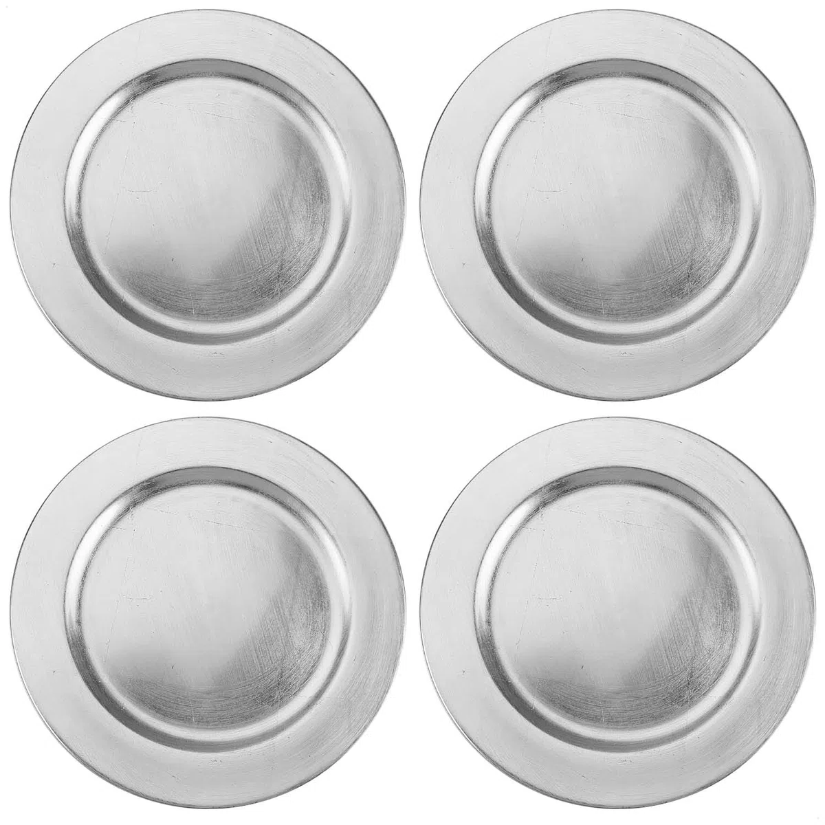 com-four® 4x platos de fondo plateados - platillos reutilizables como decoración de mesa - platos decorativos para bodas, celebraciones familiares o Navidad - Ø 33 cm