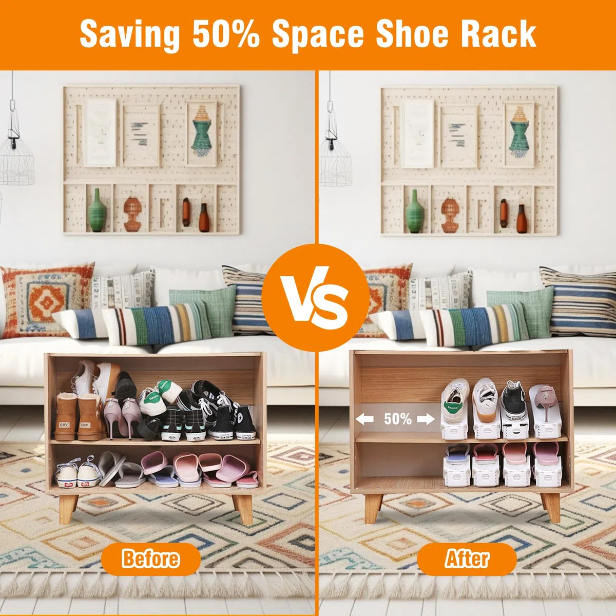 Juego de 10 Organizadores Zapatos Niveles 4 Alturas Ajustable,Organizador Zapatero Plástico,Soporte Calzado Ahorra Espacio para Mujeres,Hombres,Organización Zapateros Nivel Doble para Armario (Blanco)