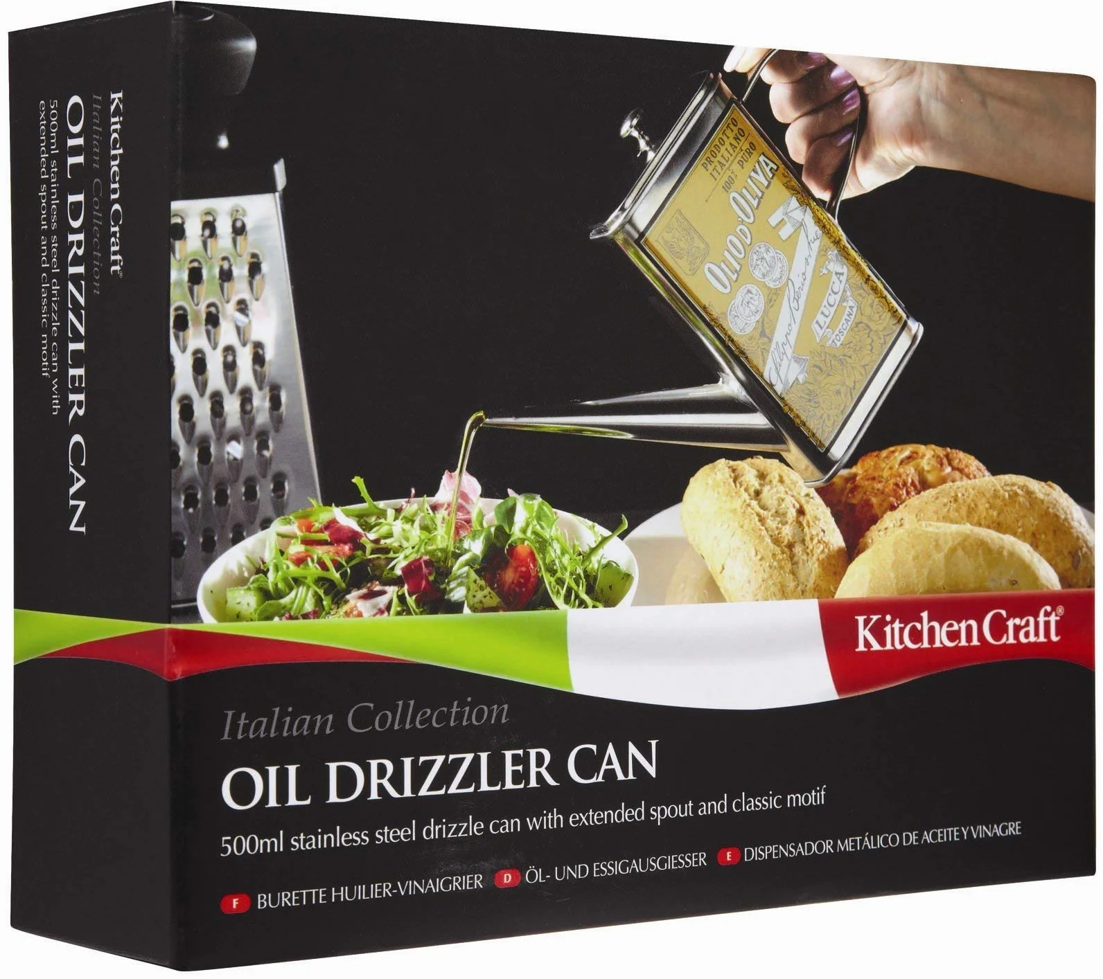 KitchenCraft World Of Flavours Aceitera con Dispensador de Acero Inoxidable 500 ml