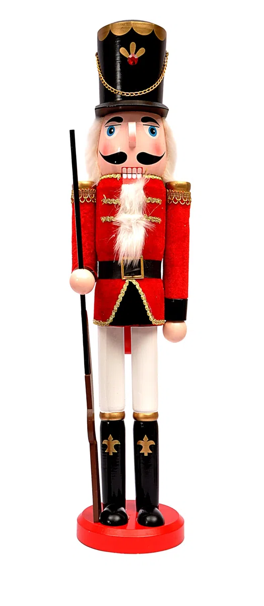 Christmas Nutcracker Toy Soldier Halberdier (60cm) Wooden Decoration with Fabric, Red/Black