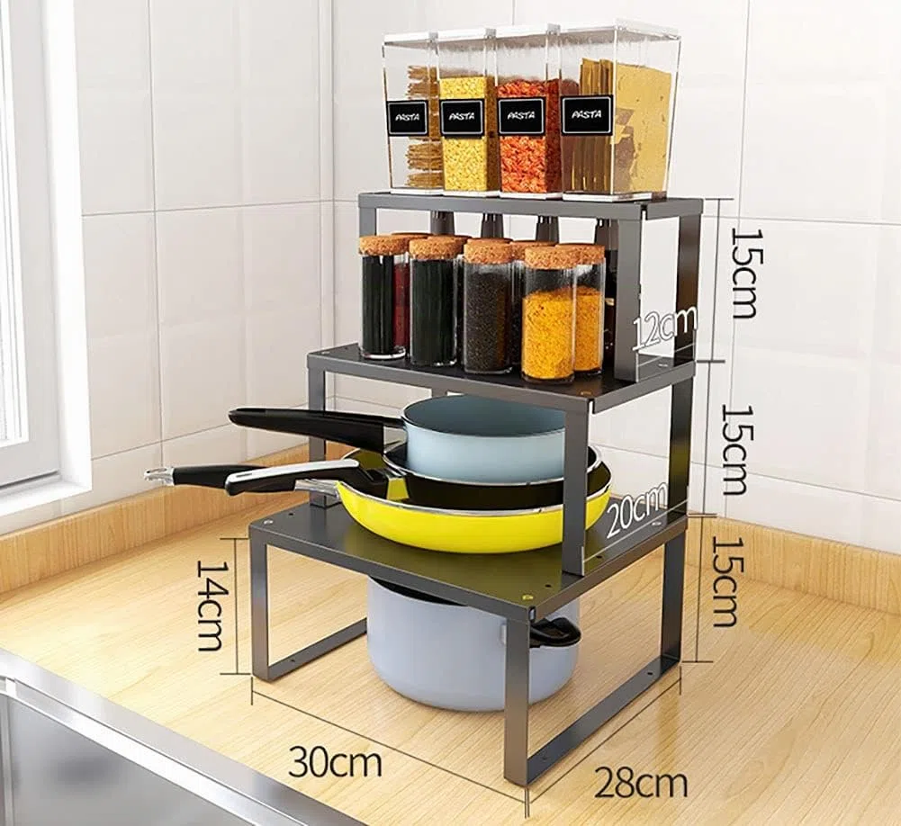YunNasi Estante en Acero Inoxidable Estante Organizador de Cocina para Almacenamiento de Cocina Almacenamiento de Baño Organizador de Maquillaje Organizador de Armario (L:30x28x15 cm, 1 Unidad)