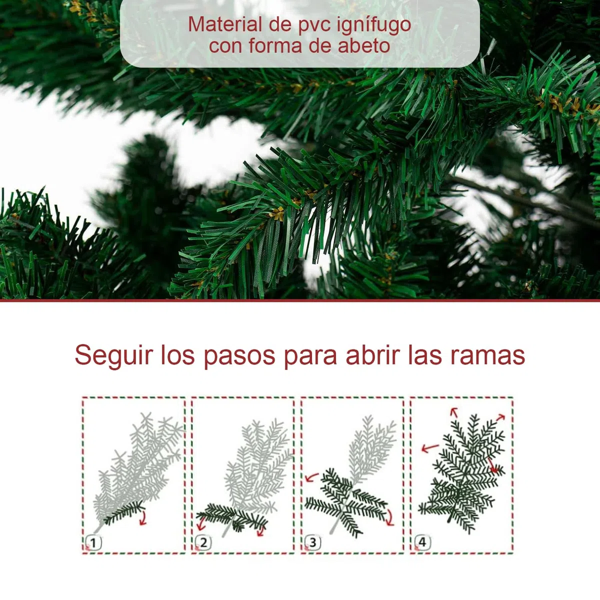 MERCURY TEXTIL- Árbol de Navidad Artificial Verde, Altura de 120/150/180/210/240cm, Árbol de PVC Ignifugo con Soporte Metálico Plegable, Estructura Desmontable, Ramas Abatibles.(180cm)
