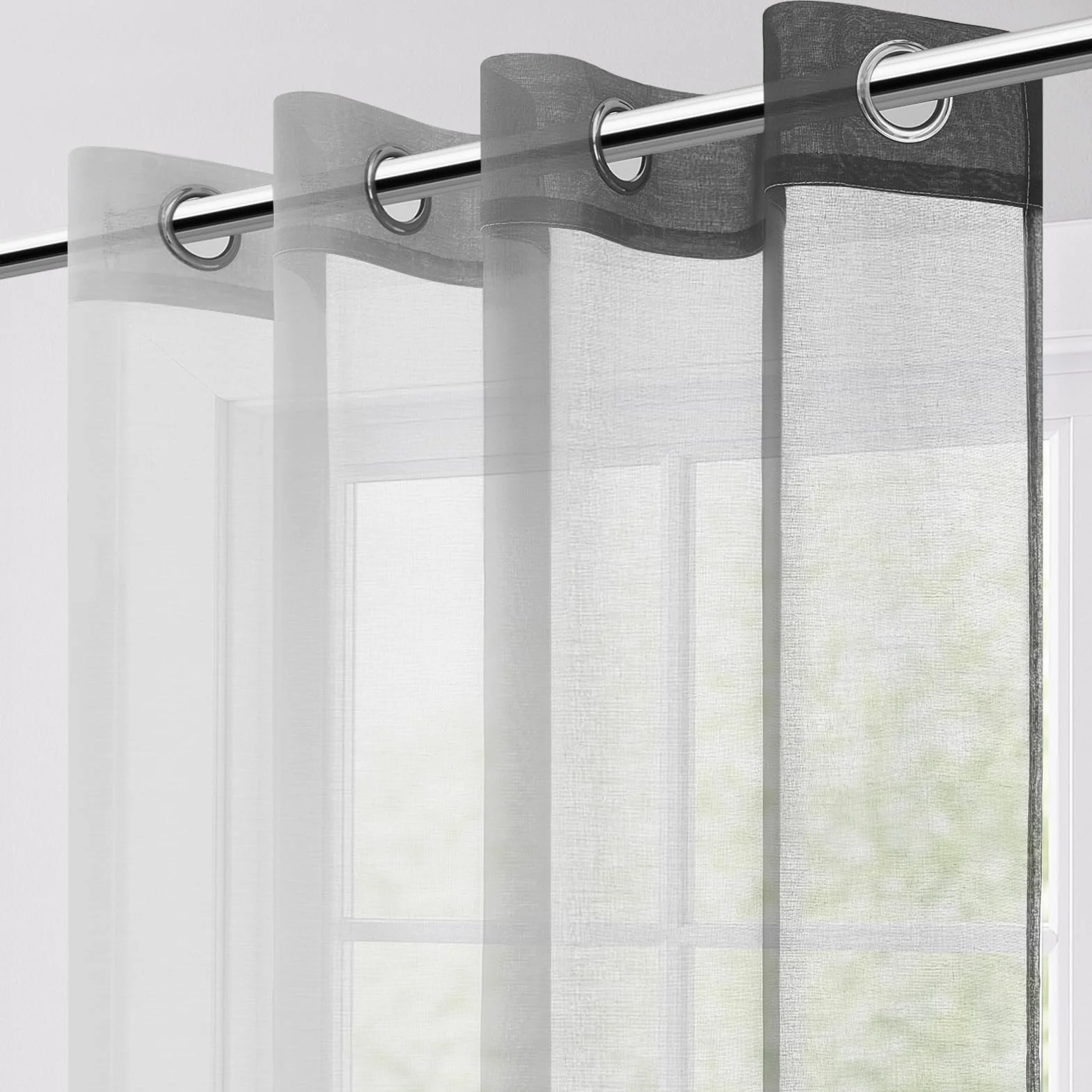 MRTREES Cortinas Salon Modernas Dormitorio Juvenil Grises Degradadas 2 Piezas 140x245 CM Lindas Cortinas y Visillos Transparentes para Ventanas Comedor Habitacion Cortina Infantil con Ojales