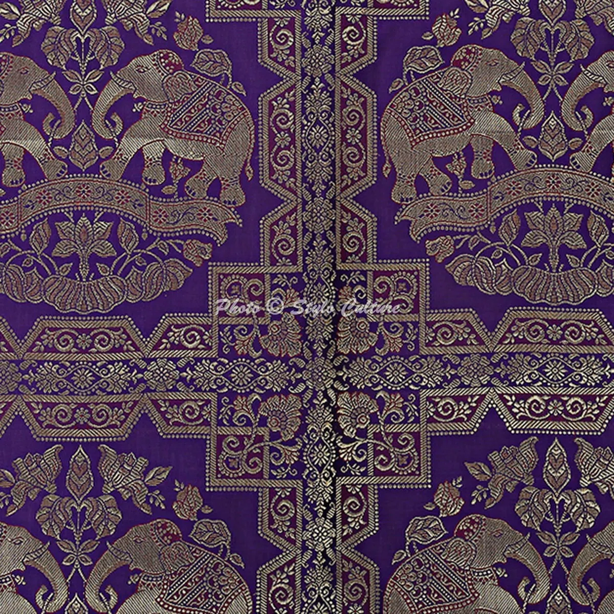 Polidupion Etnico Decorativo Cilíndrica Fundas De Almohadas 70x40 Boho Decorativo Fundas Decorativas para Almohada Bolster Covers Oro Morado Elefante Brocado Largo For Couch (Set of 2)
