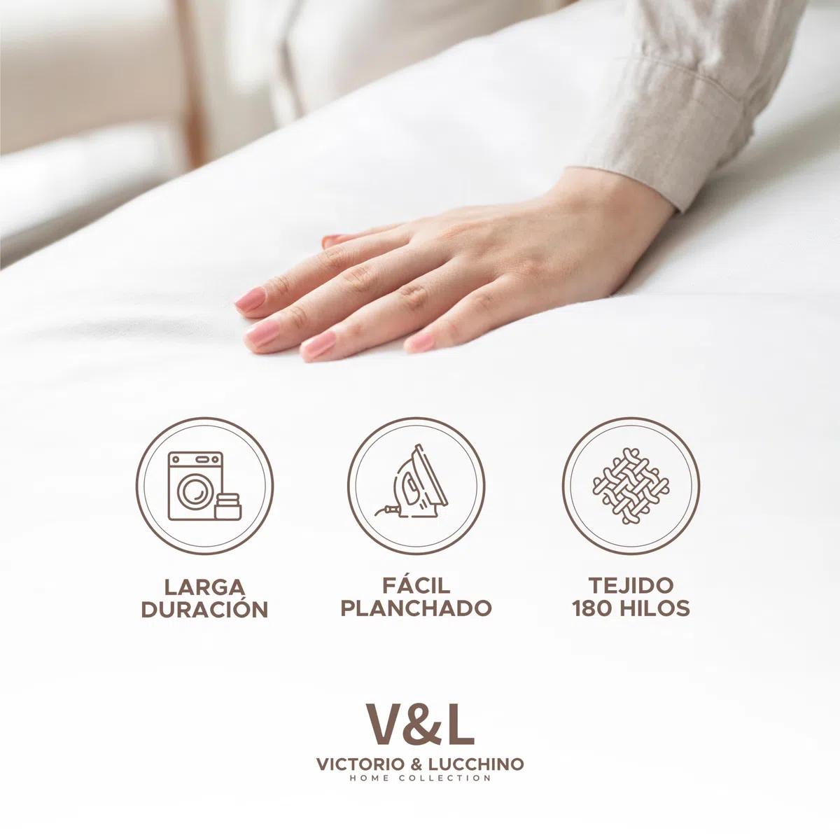 Victorio & Lucchino V&L Juego de Sábanas de Hostelería 100% Algodón Blanco – Suaves, Transpirables y Resistentes – Incluye Encimera, Bajera Ajustable y Funda(s) de Almohada | Cama 105cm (1 Almohada)