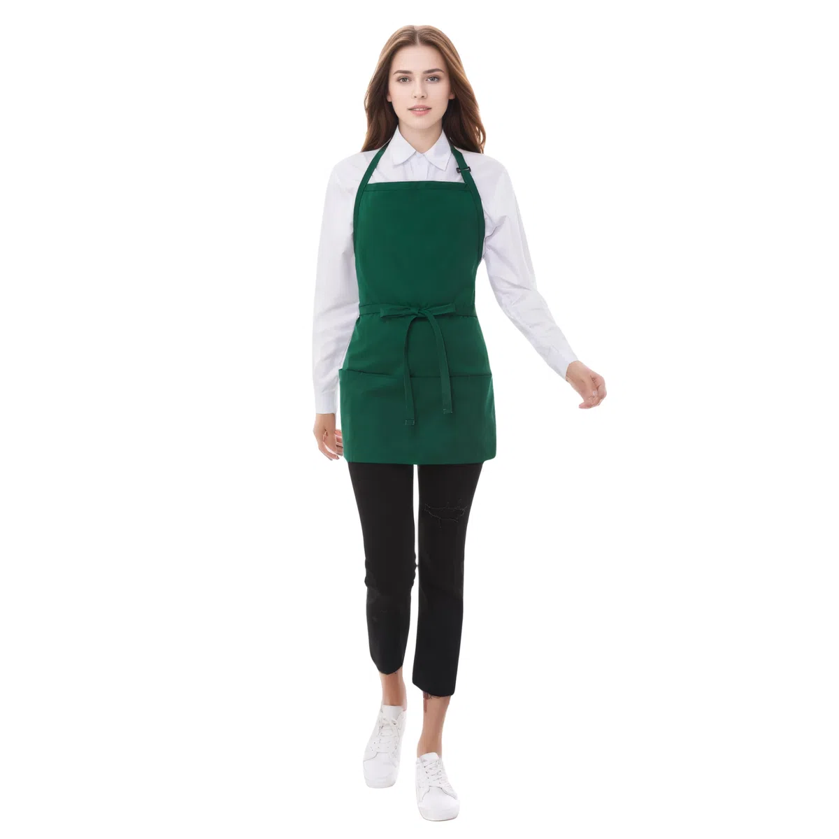 Delantales cortos de algodón para mujer con 3 bolsillos, delantal de chef unisex, delantal de camarera para cocina, cocina, restaurante, barbacoa