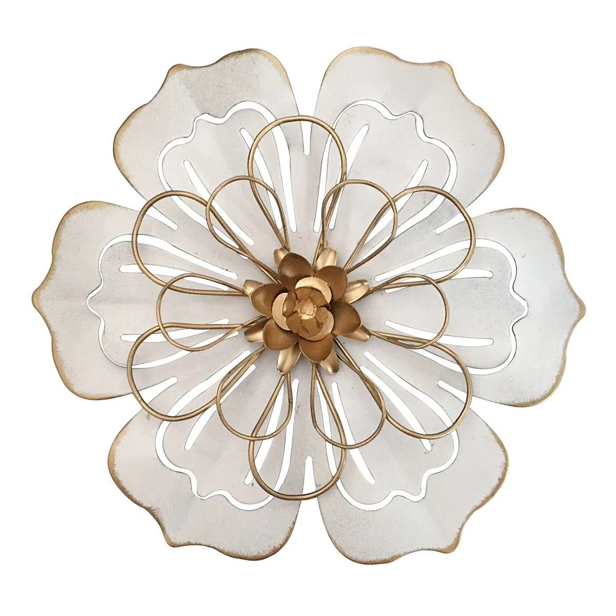 Decoración de pared con flores de metal, escultura floral rústica moderna de 20,3 cm, hierro envejecido para colgar en la pared, decoración del hogar, 06