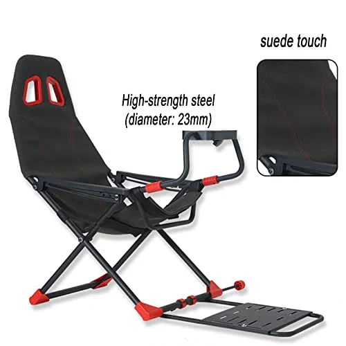 Cabina simuladora de volante de carreras con soporte ajustable para volante, asiento y respaldo plegables ergonómicos, compatible con Xbox One, PS4, PC