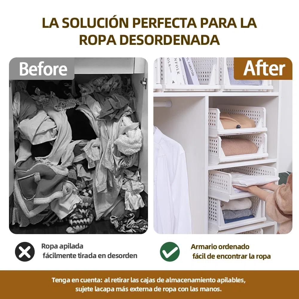 4 Pcs Organizador Armario, Cajones Extraibles Apilables y Plegables para Armarios, Cajas Almacenaje Ropa de Plastico,Separadores para Ropa Cocina Dormitorio Baño - 33 x 43 x 18 cm, Gris Oscuro