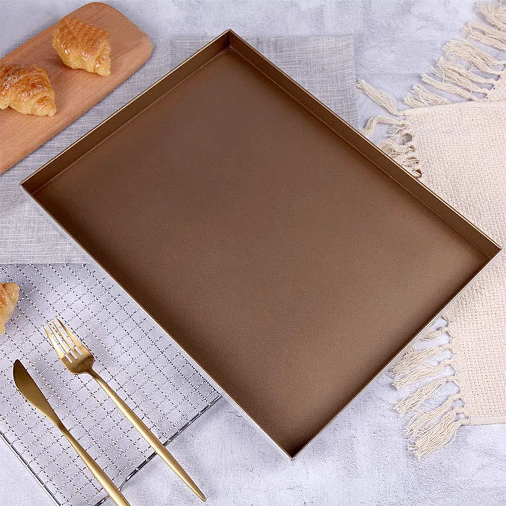 Bandeja para hornear de aluminio bandeja de horno para tartas bandeja para pasteles bandeja rectangular 40 x 30 x 3 cm resistente al calor y antiadherente para repostería y horneado