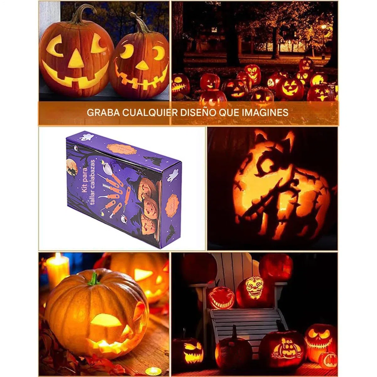 Kit De Herramientas Para Tallar Calabazas De Halloween | Set para Tallar Calabazas 'Lantern | Juego De 37 Piezas En Acero Inoxidable Robusto Para Toda La Familia