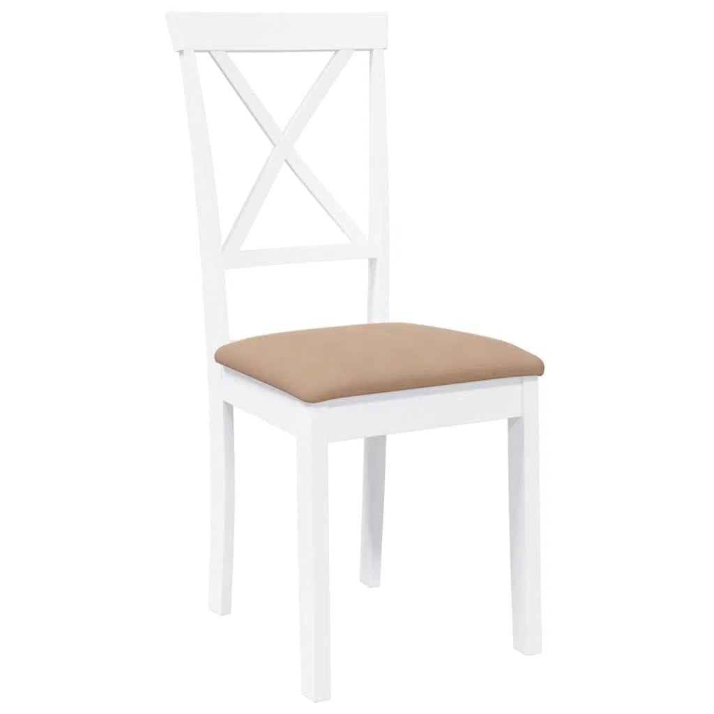 Sillas de comedor con cojín 2 uds. Árbol de caucho de madera maciza blanco, diseño ergonómico con respaldo cómodo para sentarse durante mucho tiempo, resistente a los golpes y duradero