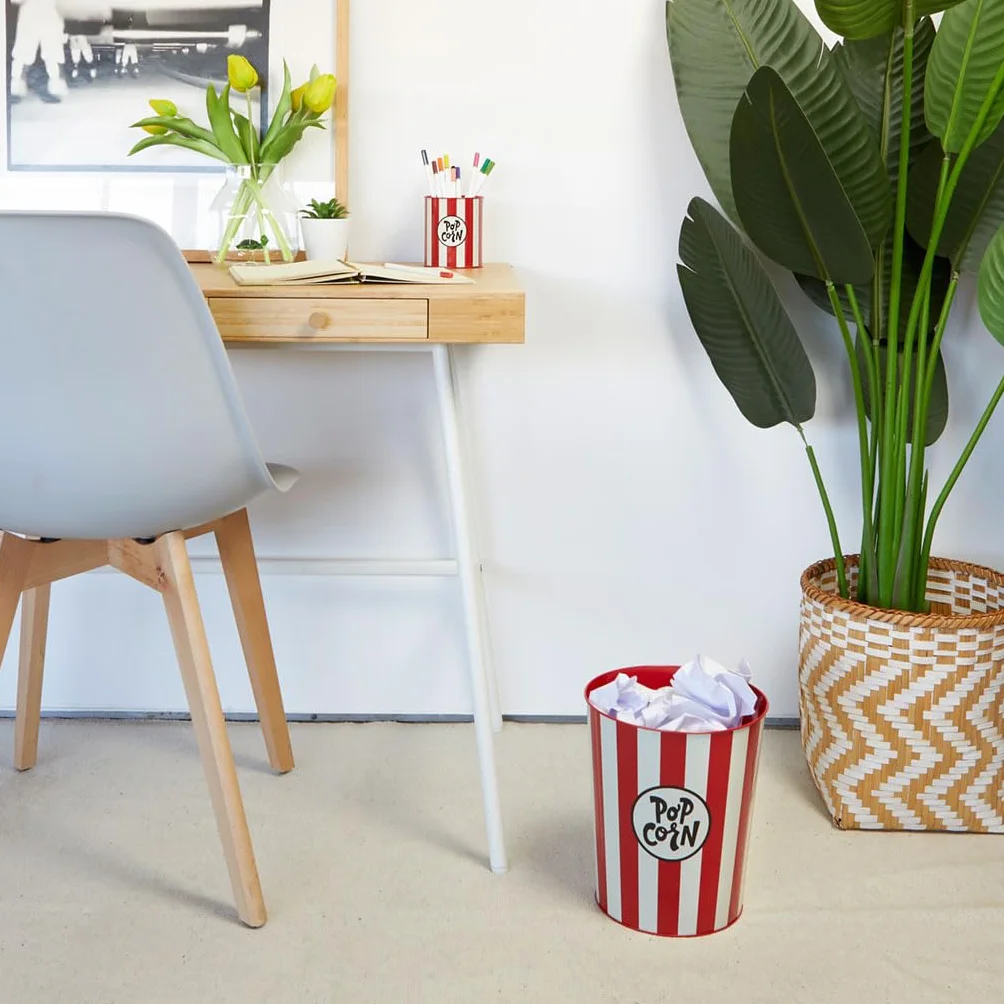 Balvi Papelera Popcorn Color Rojo y Beige Los Papeles simulan Palomitas Metal