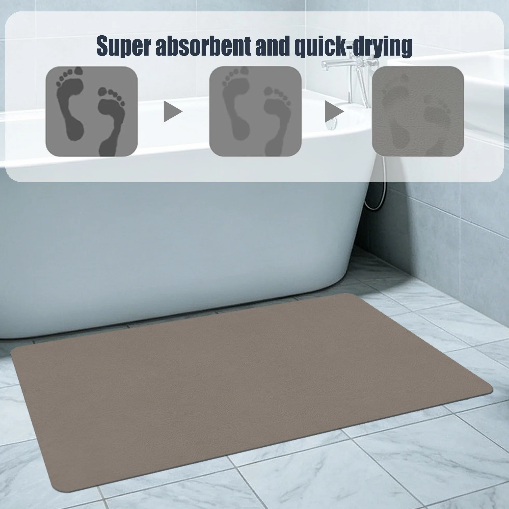 Alfombra Diatomita Baño 55 x 120 cm Rápido Secado Alfombrilla de Baño de Piedra de Diatomita Antideslizante y Antihumedad para Bañera, Ducha, Cuarto de y Cocina, marrón