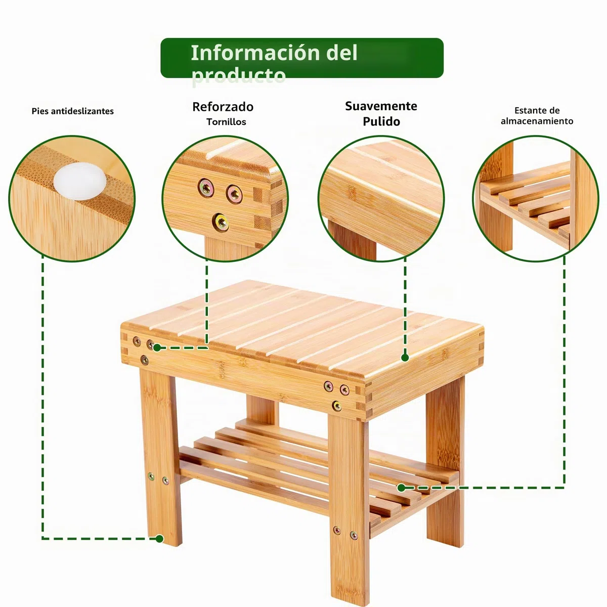 VaeFae Taburete de Madera para Aumentar la Altura de la Cocina, el baño, los armarios, Resistente a los resbalones - Taburete de pie pequeño y portátil