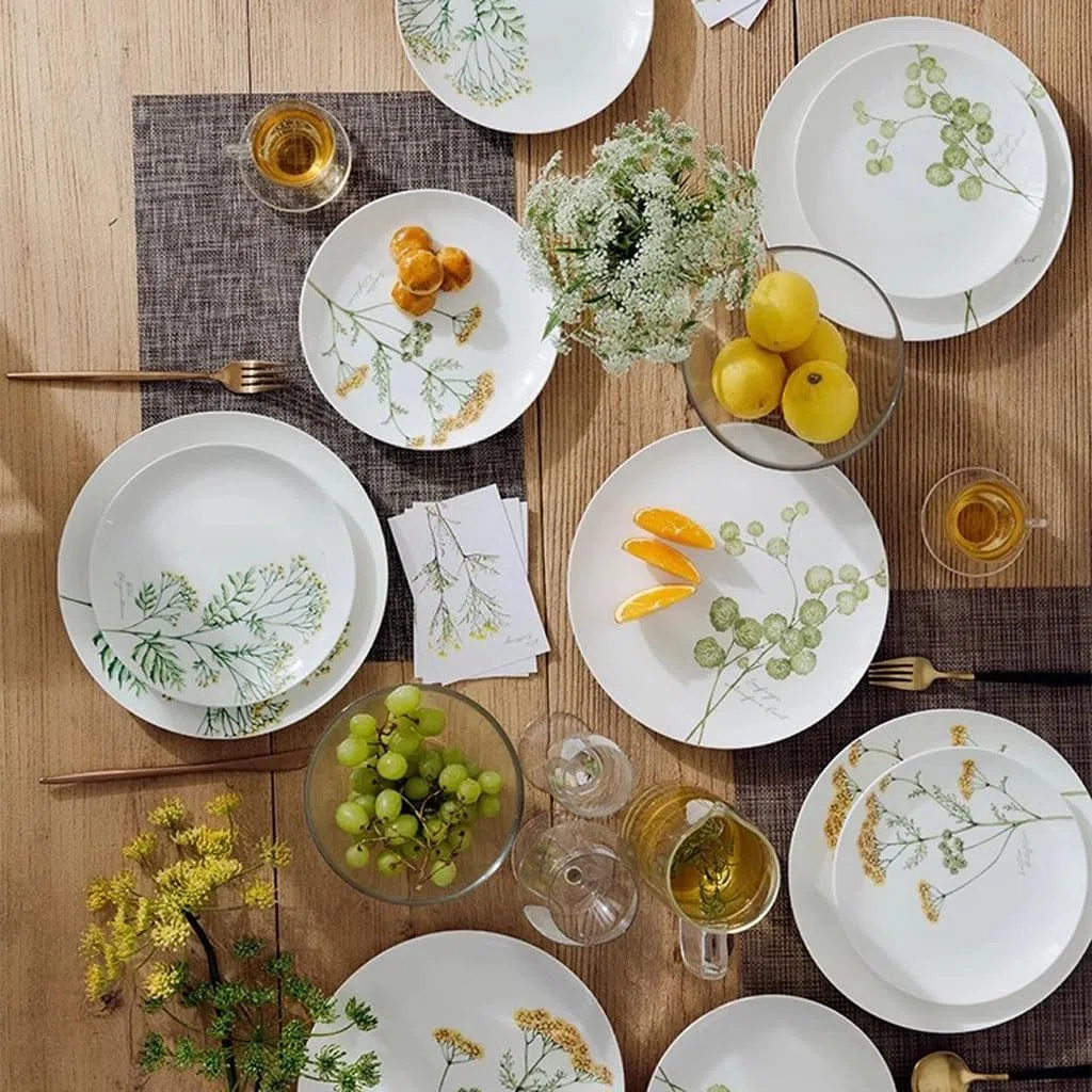 Platos para comer platear de cena con patrón de planta fresca, platear de cena occidental for el hogar, platear de carne, platear de cena, platear de fruta, vajilla Platos de cerámica para la cena
