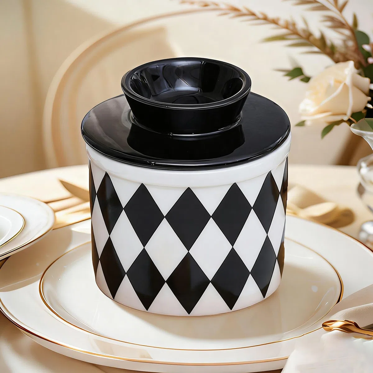 Mantequera de Porcelana,Mantequillera de Cerámica,Mantequilleras con línea de agua,Mantequera de cerámica con tapa,para guardar mantequilla fresca,Apta para Lavavajillas