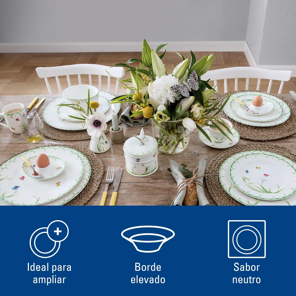 Villeroy & Boch Colourful Spring Plato de desayuno (22 cm), Porcelana Premium, Blanco/Multicolor
