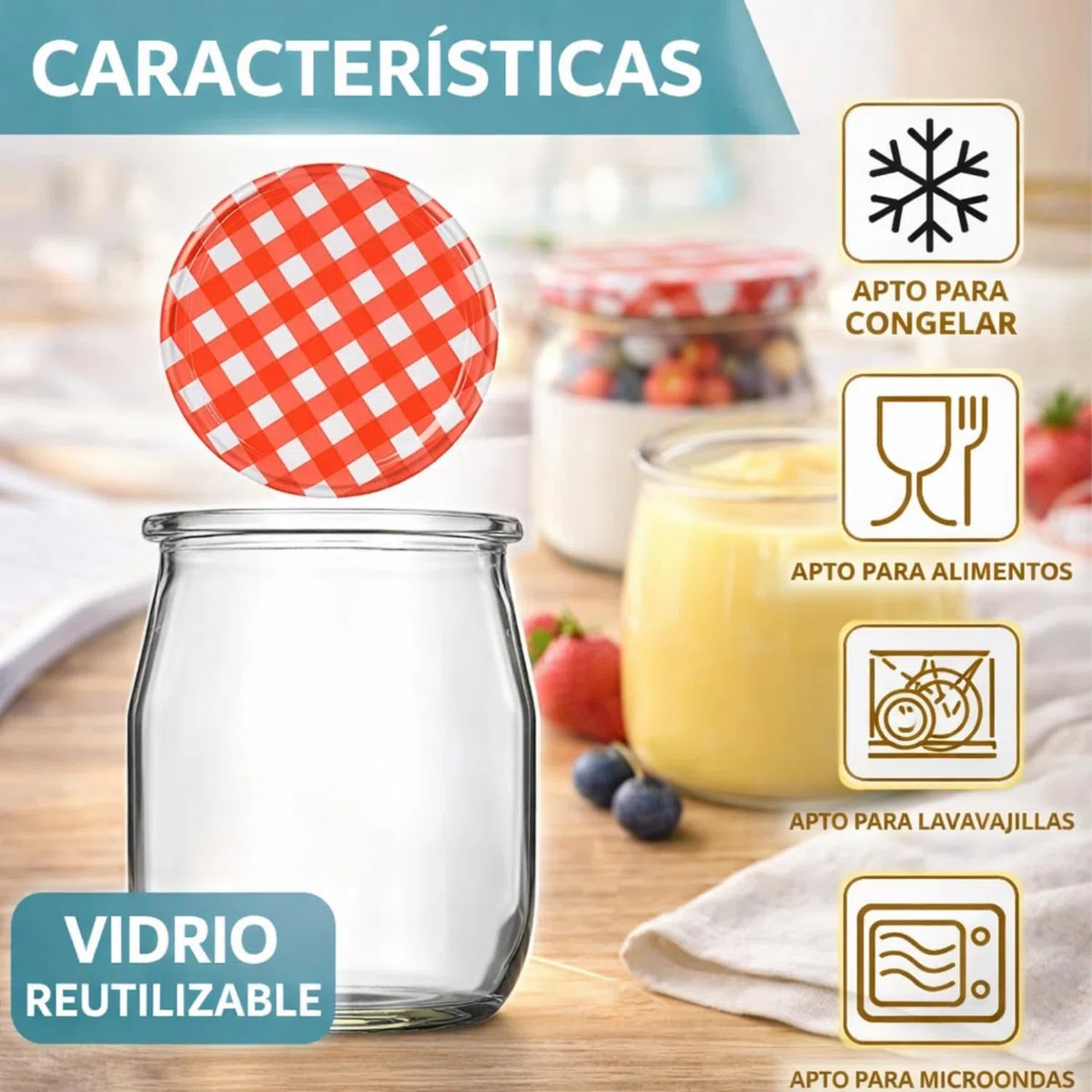 12 Vasos Yogurtera para Yogur y Postre de Cristal de 150 ml con Tapa Metálica - tarros de vidrio Para Yogur, Natillas, Pudding, Potitos - Frasco Apto para Microondas y Lavavajillas - Incluye Etiquetas