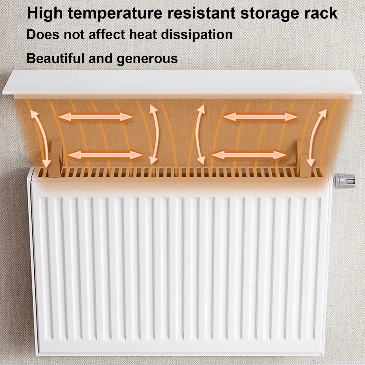 Estante de radiador blanco sin taladrar, estante de calefacción flotante con soporte fácil de montar, cubierta de radiador para el hogar (70 x 14,5 cm), solución de almacenamiento elegante y que