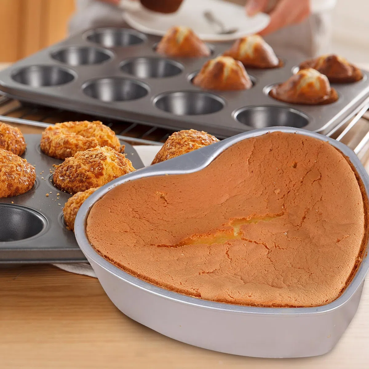 Molde Desmontable para Tartas Forma de Corazón de Molde Antiadherente para Repostería DIY para Bizcochos Mousse y Galletas Cocina Doméstica