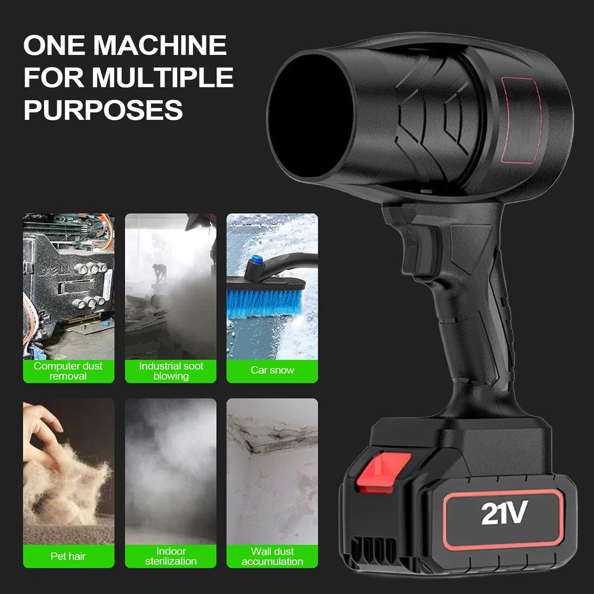 Soplador Turbo Ventilador de Mano Eléctrico Portátil Inalámbrico Turbo | Soplador De Hojas Inalámbrico Para Patio Nieve Coche Jardín Paisajismo Industrial Exterior Otoño Garaje Tienda