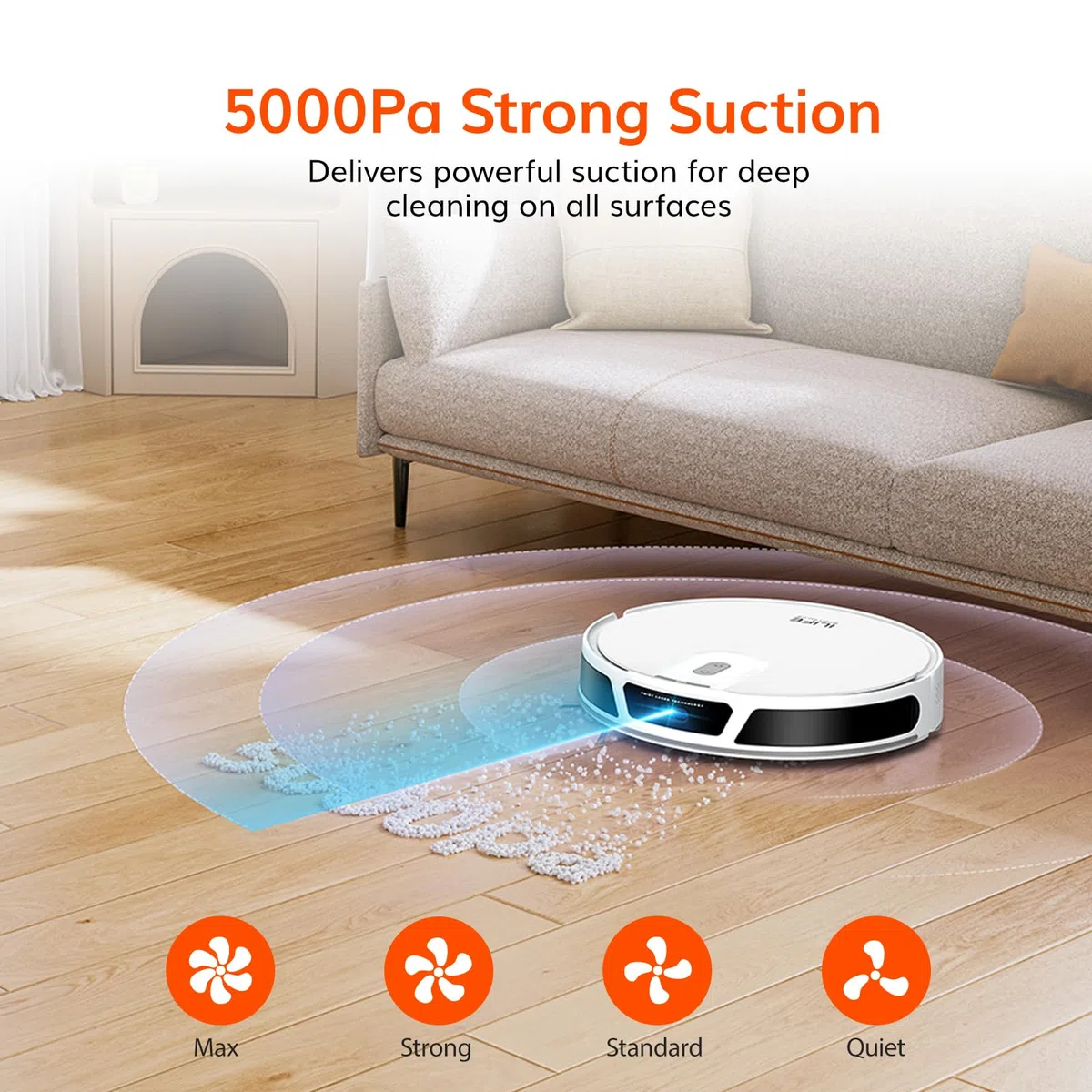 ILIFE Robot aspirador V20 con navegación láser, succión de 5000 Pa, limpieza personalizada, ideal para pelo de mascotas y suelos diversos, compatibilidad con Alexa y Google