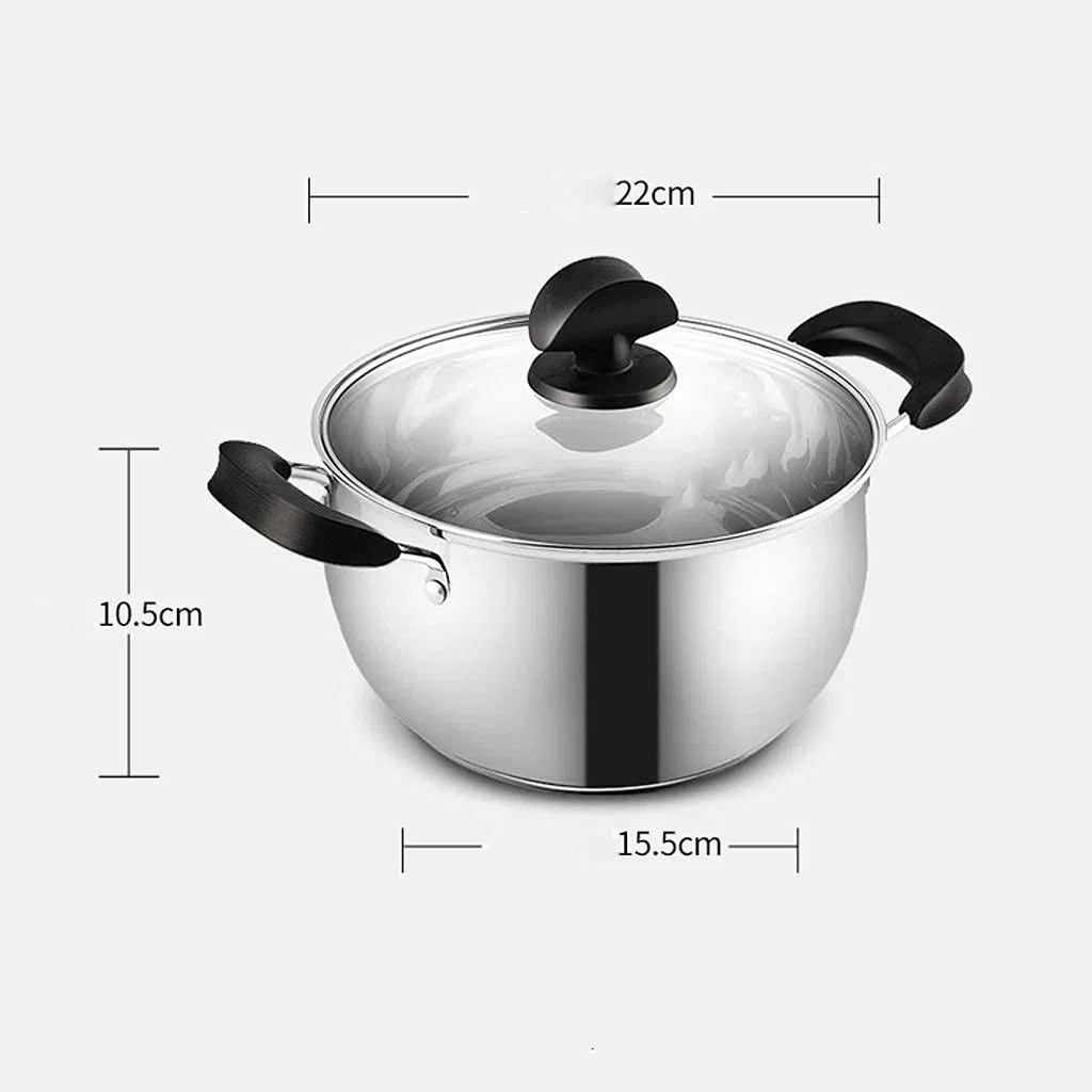 Stockpot 304 Sopa de Acero Inoxidable Olla de Gas para Gas de Gas de inducción de inducción Bota de Oreja Caliente Martillo de Orejas Desayuno freír sartén