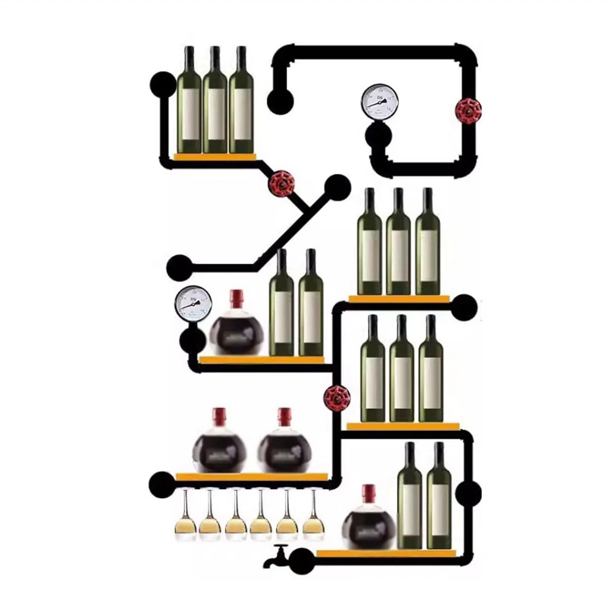 Botellero Enfriador de Vino de Estilo Industrial Creativo, Estante de Vino montado en la Pared for el hogar, Estante de Pared de Tubo de Hierro, decoración Botellero