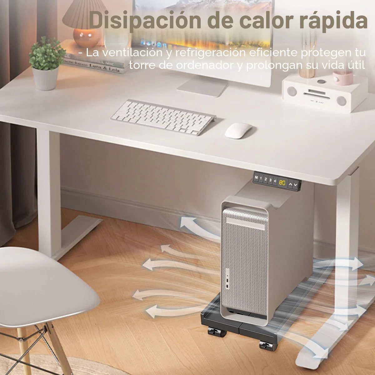 Soporte para CPU, Soporte Móvil Ajustable para CPU y Torre de PC con 4 Ruedas Giratorias con Bloqueo - Ajustable(20-30cm), Soporta hasta 30kg, Ideal para Hogar, Oficina y Estación de Gaming