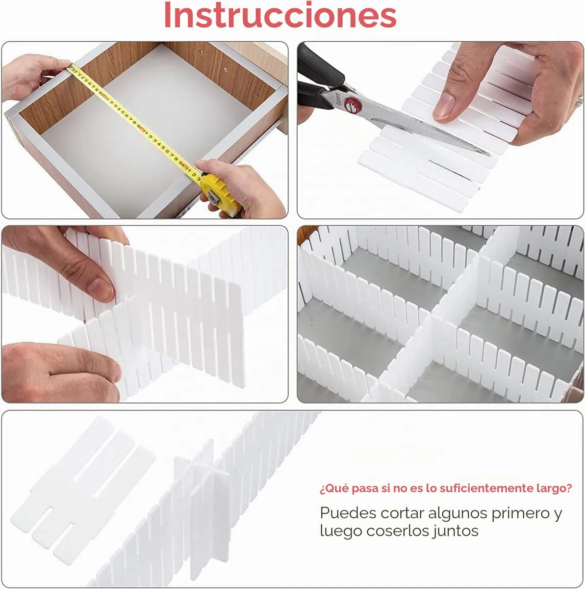 40 Piezas Separadores de Cajones, Ajustable Organizador de Cajones para Sujetador, Calcetines, Ropa Interior, Oficina, Cocina, Dormitorio y Tocador Blanco