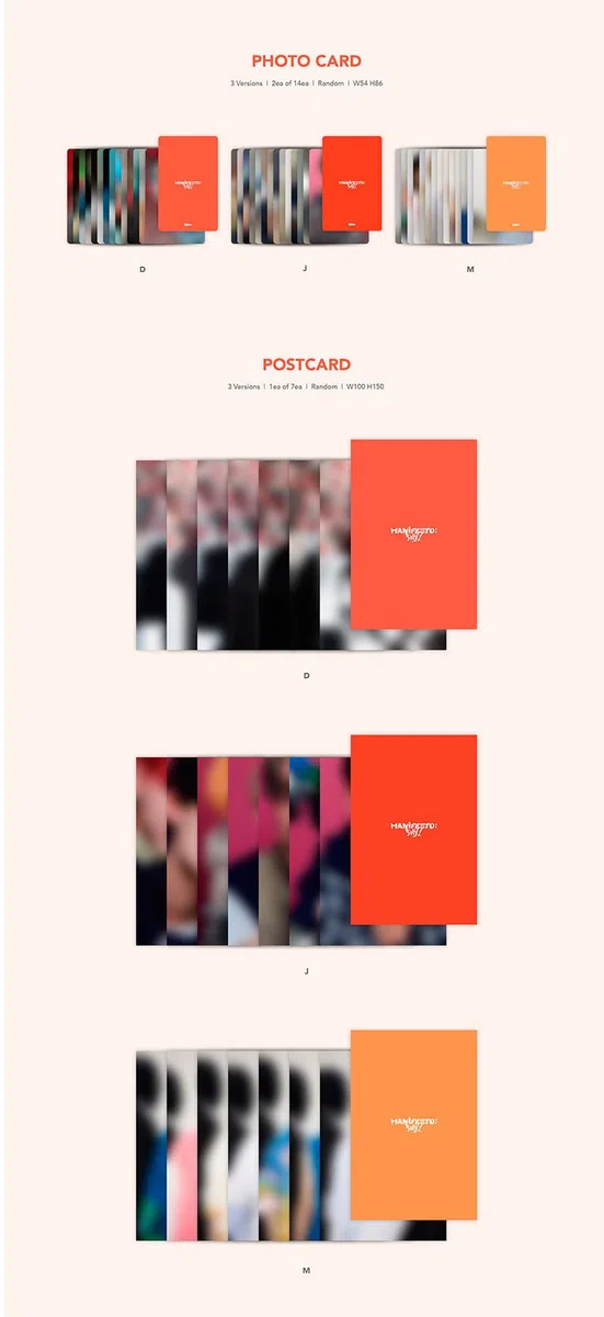 ENHYPEN - MANIFESTO DAY 1 STANDARD [J Version] Album CD-R+Photobook+Photocard+Postcard+Message Card+Can Badge+Tattoo Sticker+Poster with Lyrics+(Extra ENHYPEN 8 Photocards+Pocket Mirror)