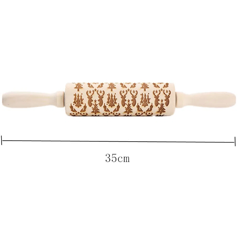 Rodillo para repujar， Rodillos de amasar Rodillo de madera Herramienta de cocina for hornear y grabar en relieve