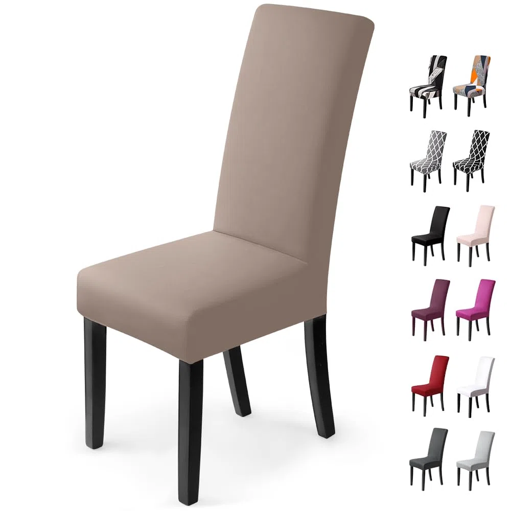 Fundas para sillas Pack de 6 Fundas sillas Comedor Fundas elásticas, Cubiertas para sillas,bielástico Extraíble Funda, Muy fácil de Limpiar, Duradera (Paquete de 6, Caqui)