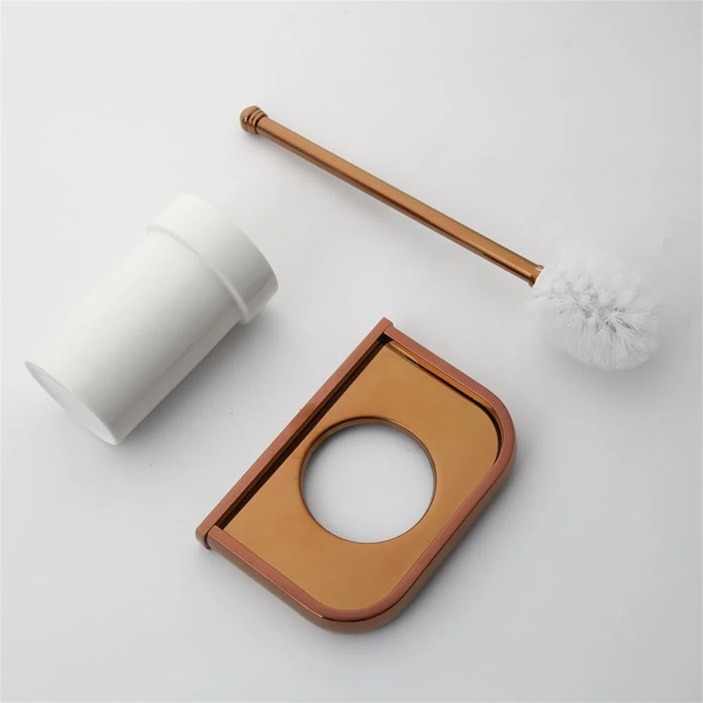 Accesorios de baño de Oro Rosa, Cepillo de baño de latón Macizo, Soporte de Papel, jabonera, Estante de Toalla, Kit Combinado de Montaje en Pared, Juego 02