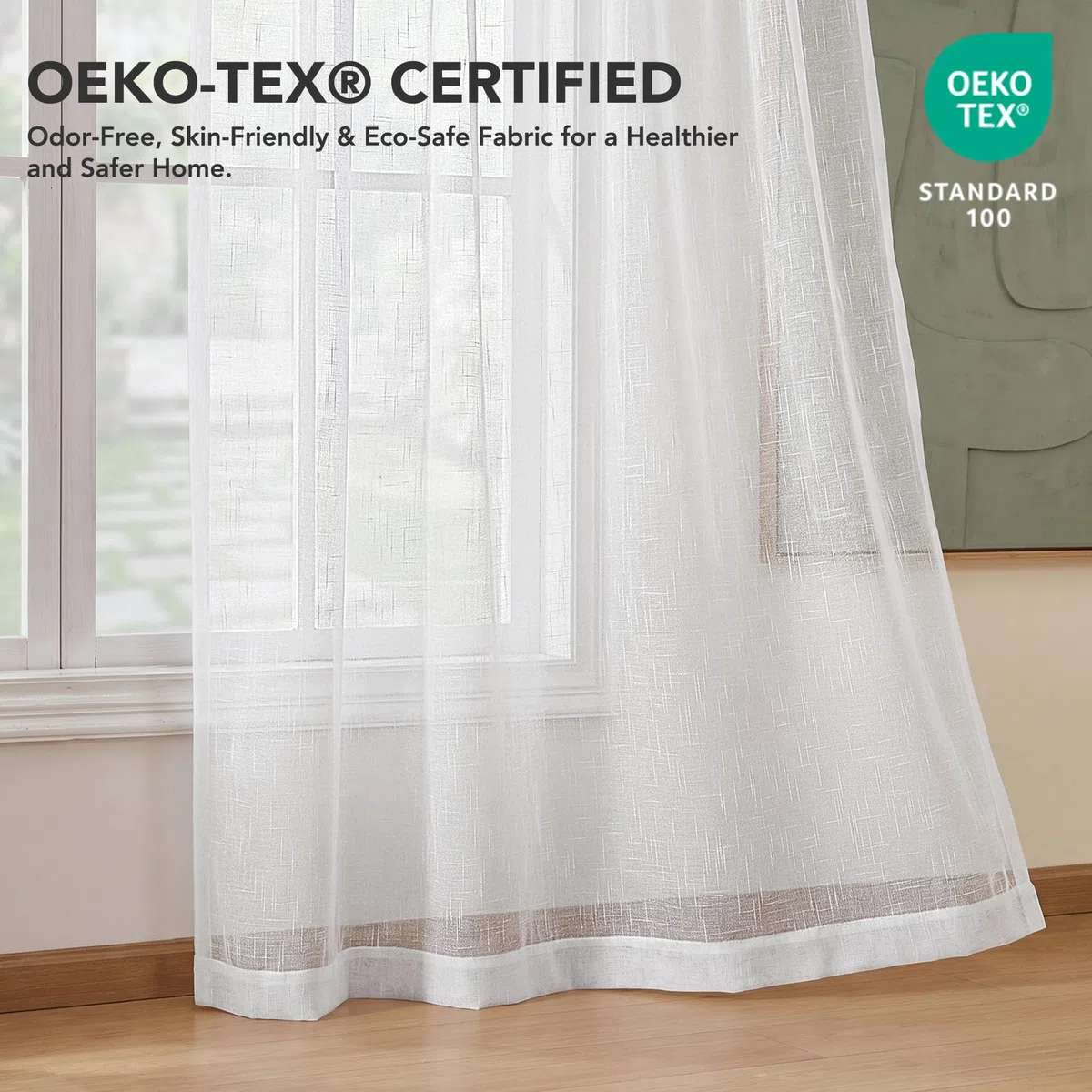 Deconovo Cortinas Translúcidas Blanco para Salón y Dormitorio, Cortinas Modernas 140x220 cm 2 Piezas con Cinta Fruncida, Visillos Efecto Lino, Luz Suave y Acabado Elegante