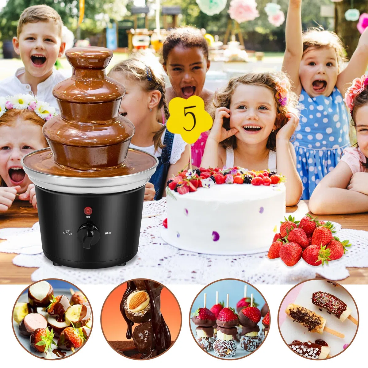 Fuente de chocolate eléctrica, fuente de chocolate de 3 niveles, máquina de fondue de chocolate de acero inoxidable con 60W, capacidad de 450g, para fiestas, cumpleaños, Navidad