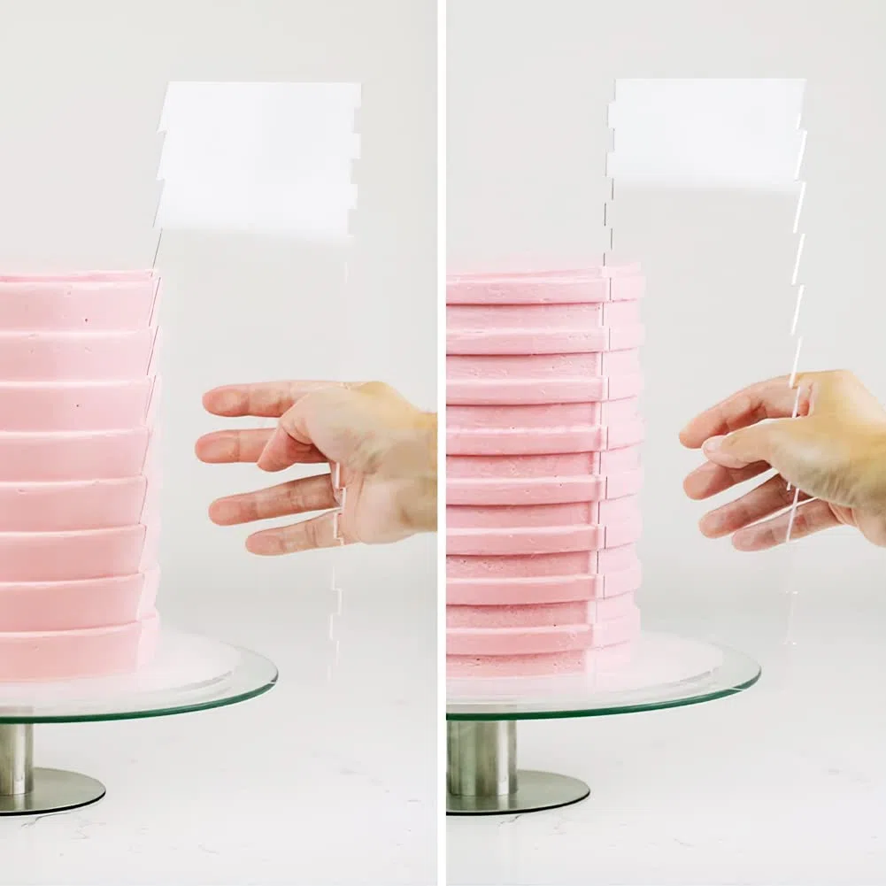 Rascador para tartas, peine para repostería, herramienta para hornear, herramientas de cocina, raspador de pasteles, más suave en 13 patrones para diferentes formas de bordes de tartas, transparente