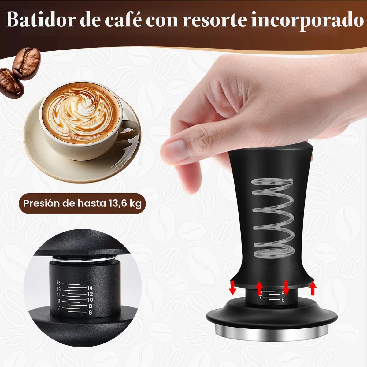 Kit Cafe Barista, Cafe Tamper 51mm, Distribuidor De Café Espresso, 304 Almohadillas De Café con Base De Acero Inoxidable para Hogares Y Oficinas, Adecuadas para Amantes del Café