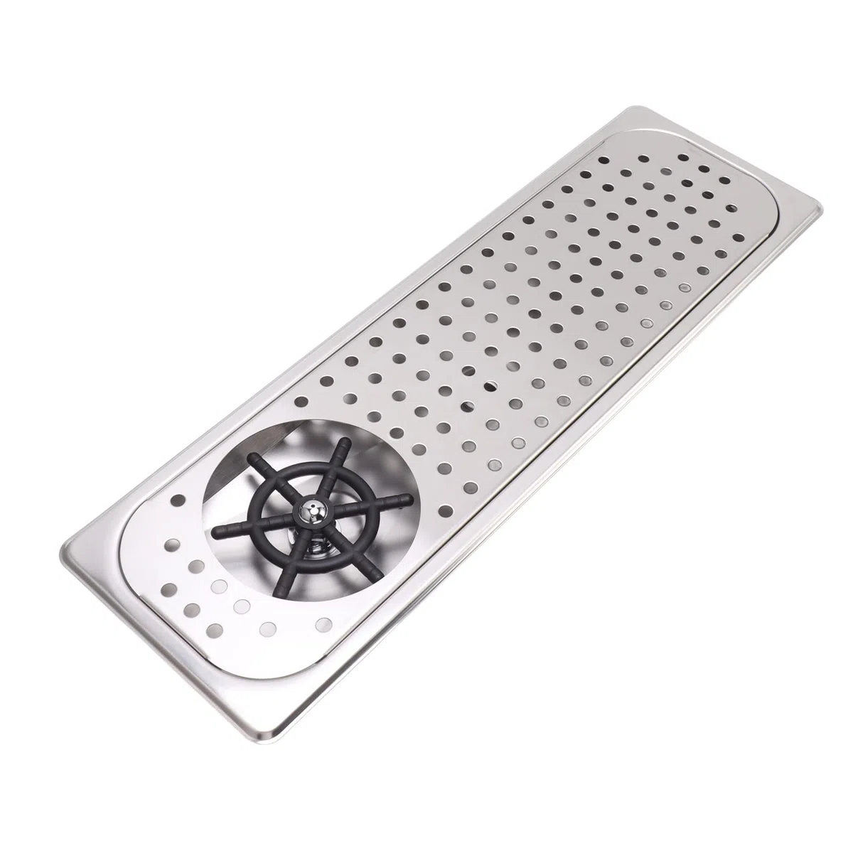 Limpiador de tazas, enjuague de botellas, enjuague de tazas, enjuague de limpieza de vidrio con manguera de bandeja de goteo de drenaje para bar, cafetería (acero inoxidable, color B)