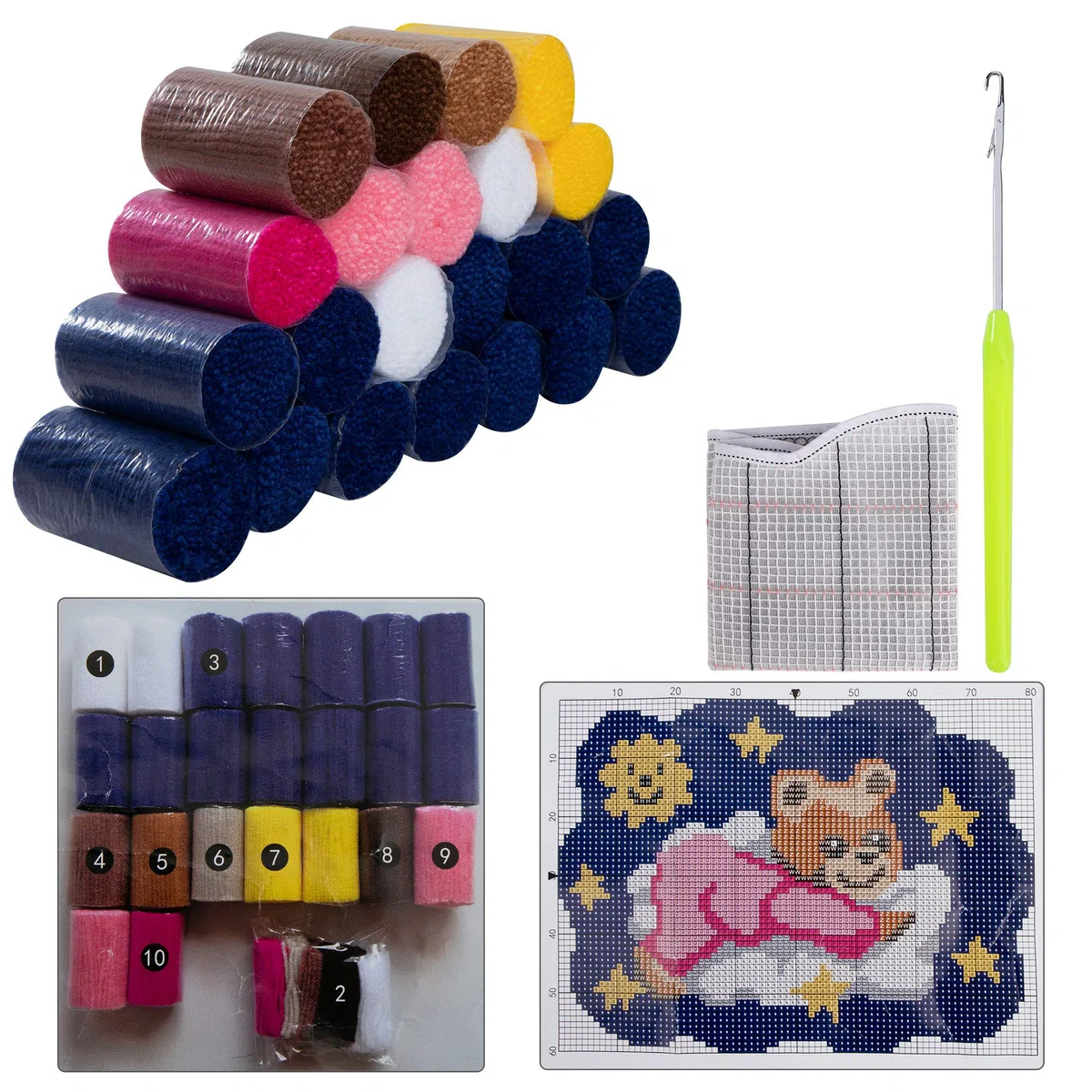 HOLEMZ Kit de Alfombra de Gancho Patrón Animal Soportar Bordado Punto de Cruz Cojín Decoración para El Hogar 19,4 x 14,9 Pulgadas