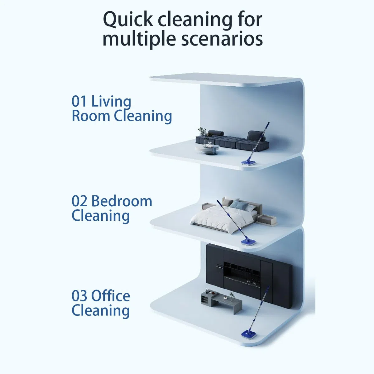 Juego de fregona y cubo, fregona y cubo de microfibra y 2 almohadillas de repuesto | Agua sucia giratoria separada para sala de estar cocina dormitorio comedor piso sótano