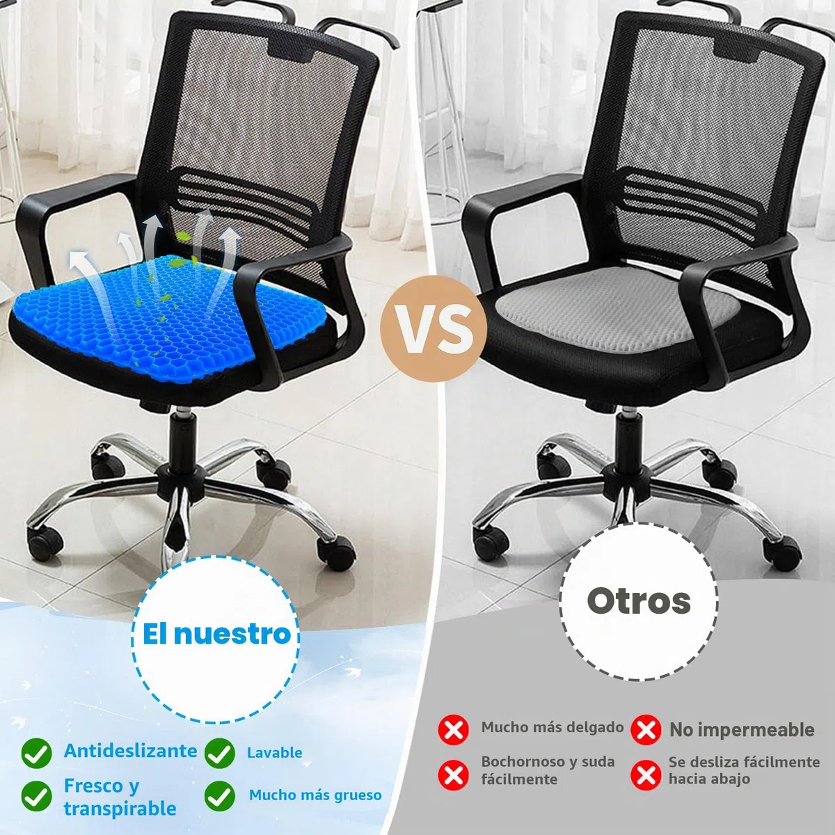 Raxfekro Cojin Antiescaras de Gel Ortopédico, Cojin Coxis de Gel Engrosada de Doble Cara, Alivia la Presión y el Dolor en la Zona Lumbar, Adecuado para Personas Que Permanecen Sentadas Mucho Tiempo